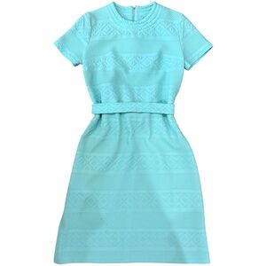 Light Blue Textured Short Sleeve Dress